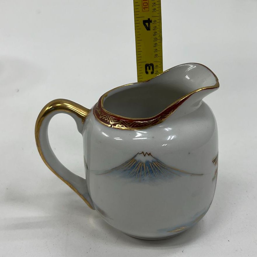 Vintage Kutani Japanese Porcelain Tea Set Hand Painted Gold Gilt 8 pc