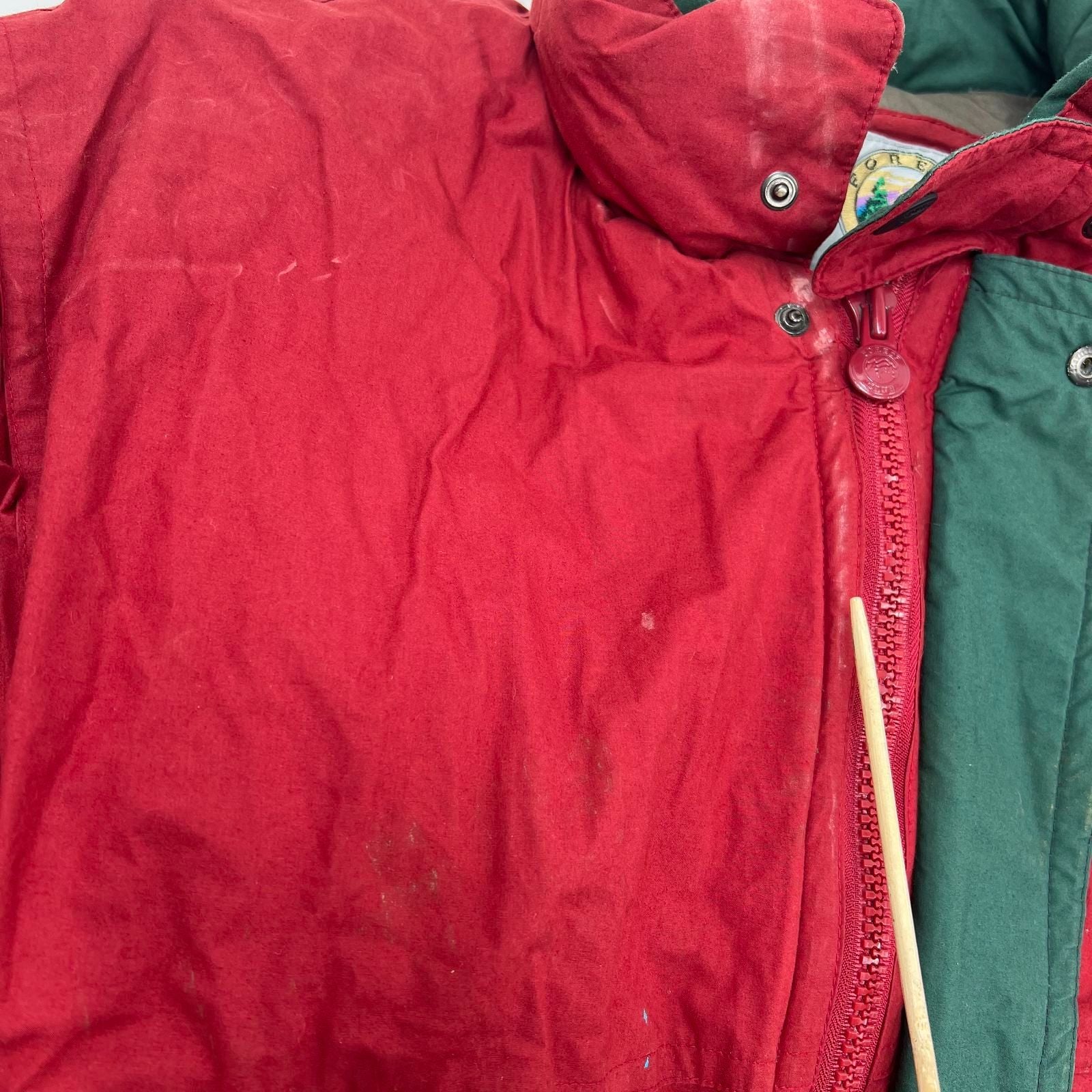 Vintage 90s Forest Club Red Down Feather Puffer Bomber Jacket Coat Men's L