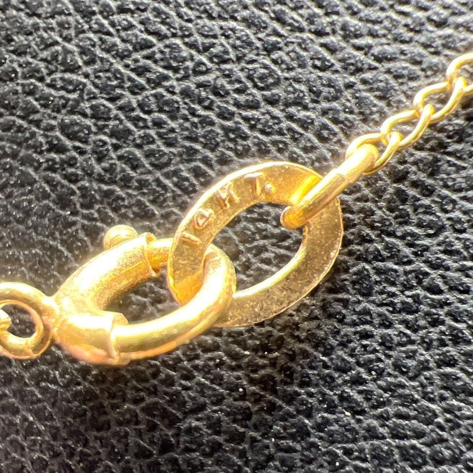Krementz 14K Yellow Gold Green Stone Cage Pendant Necklace 1.94g