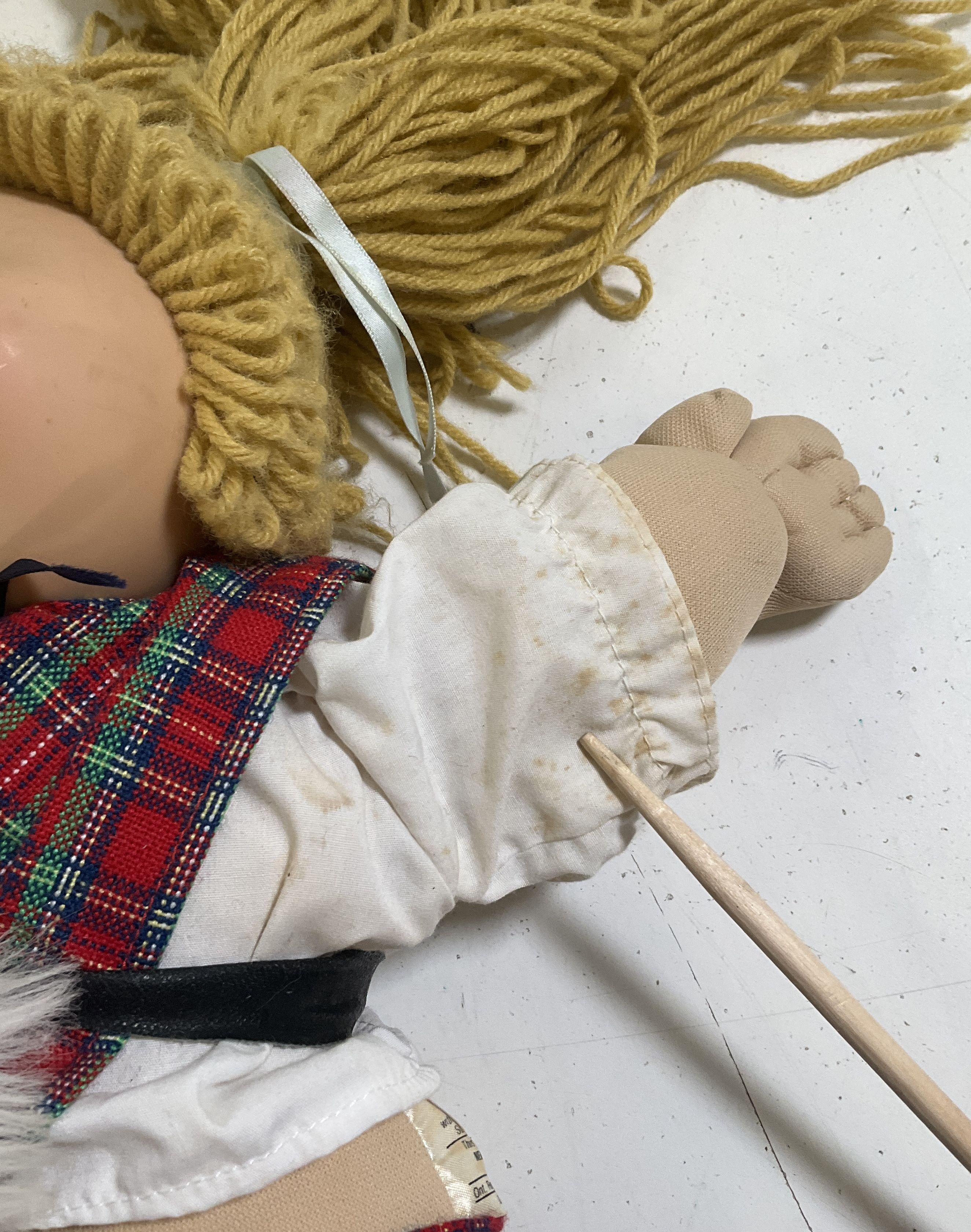 Vintage 80s Cabbage Patch Kids Doll Scottish Outfit Plaid Kilt Xavier Roberts