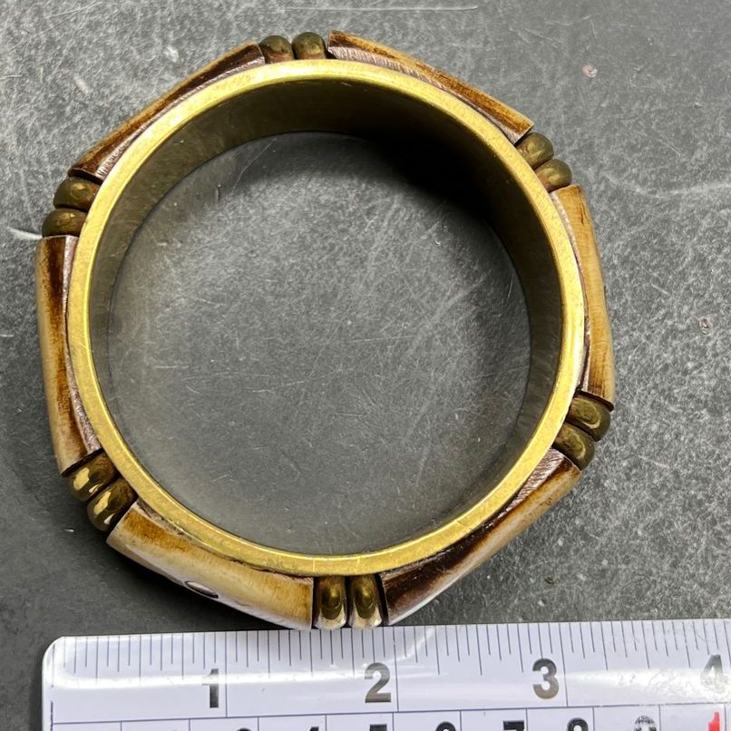 Brass & Bone Bangle Bracelet