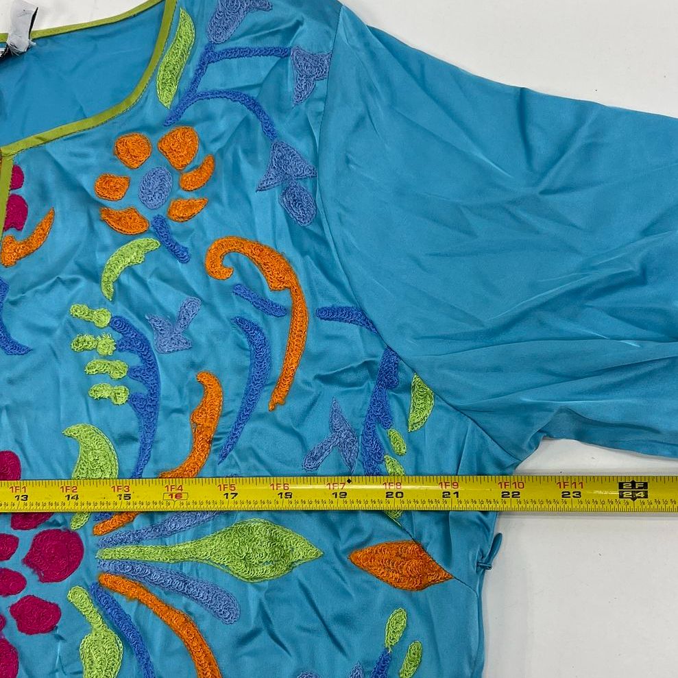 NWT Women's Gretchen Scott Blue Embroidered Polyester Side Zip Dress Size Small