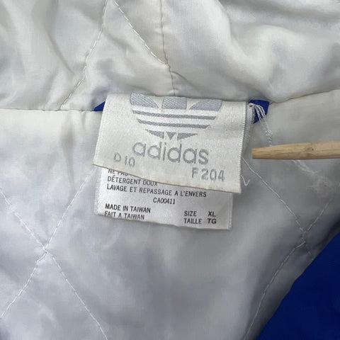 Vintage 90s Adidas Blue Trefoil Logo Hooded Windbreaker Jacket Men's XL