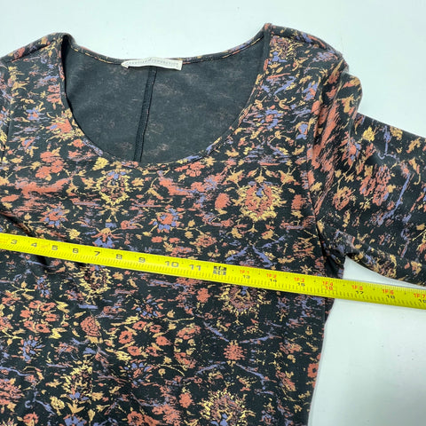 Peruvian Connection Tapestry Floral Metallic Print Long Sleeve Maxi Dress Sz M