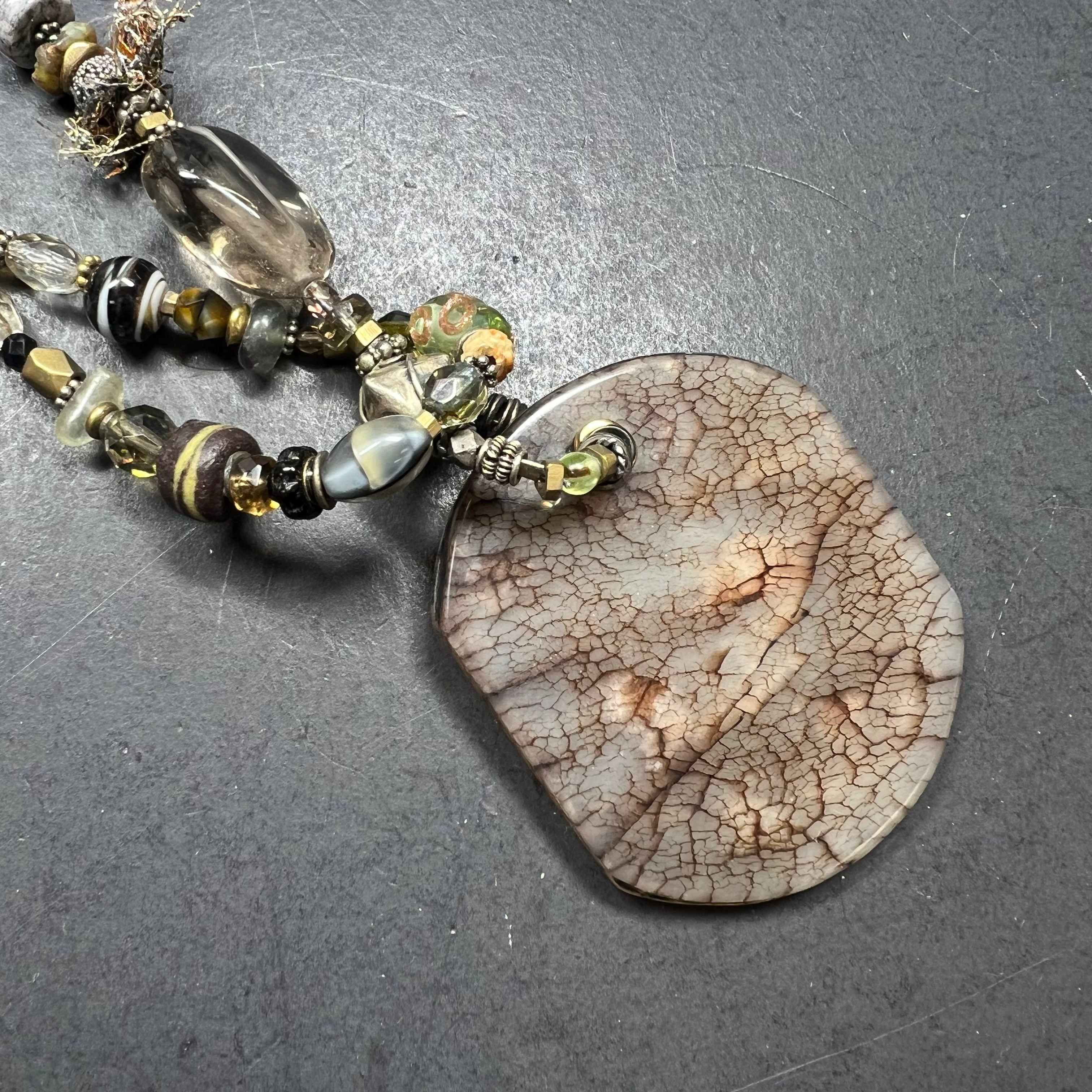 Handcrafted Earthy Tone Stone Beaded Necklace