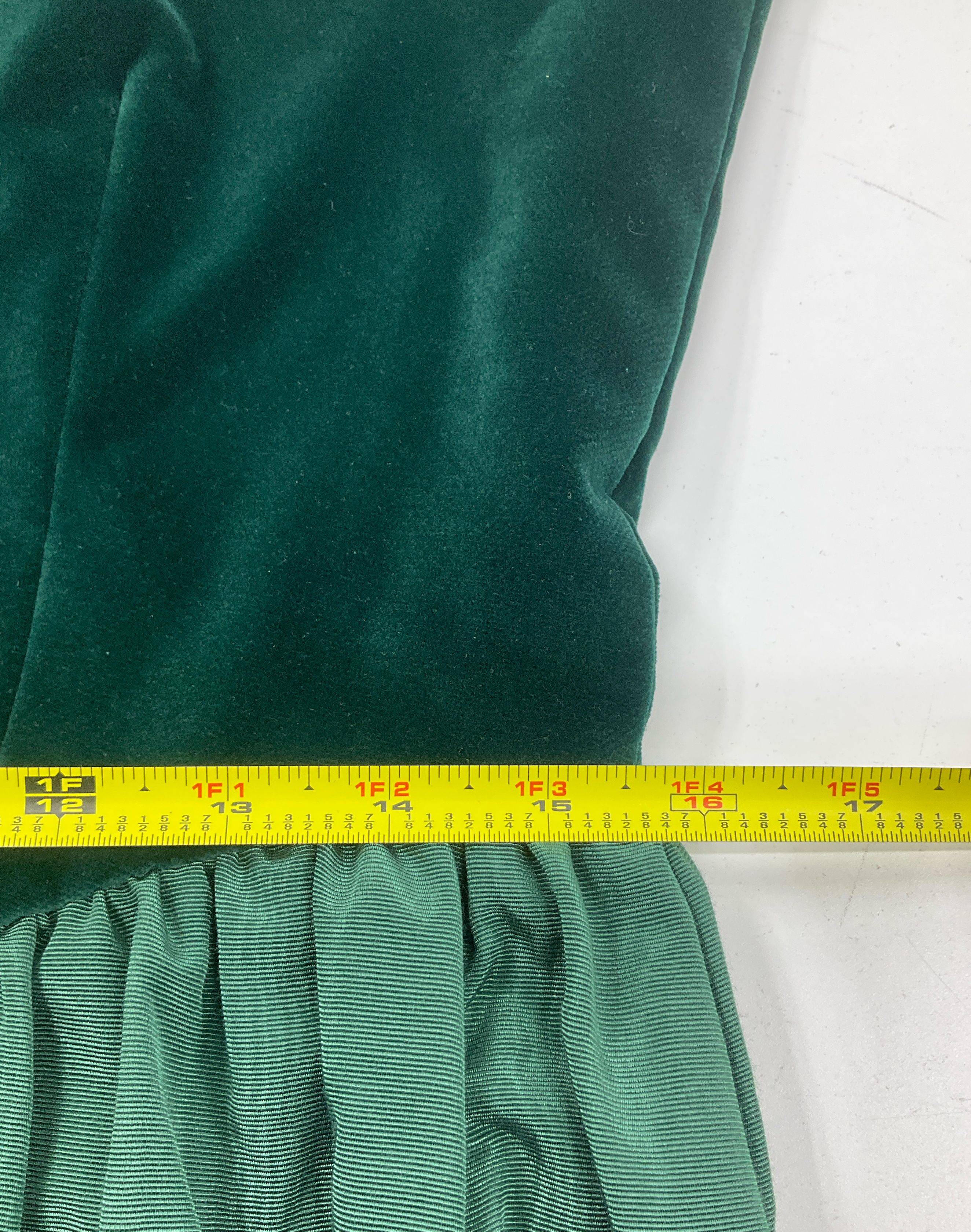Vintage Handmade Green Velvet & Moire Full Length Holiday Party Dress Size M/L