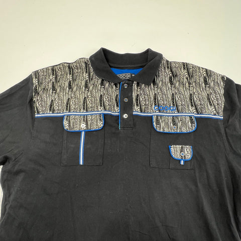 Vintage Y2K Coogi Black Embroidered Crest Patch Multi Pocket Polo Shirt Men's