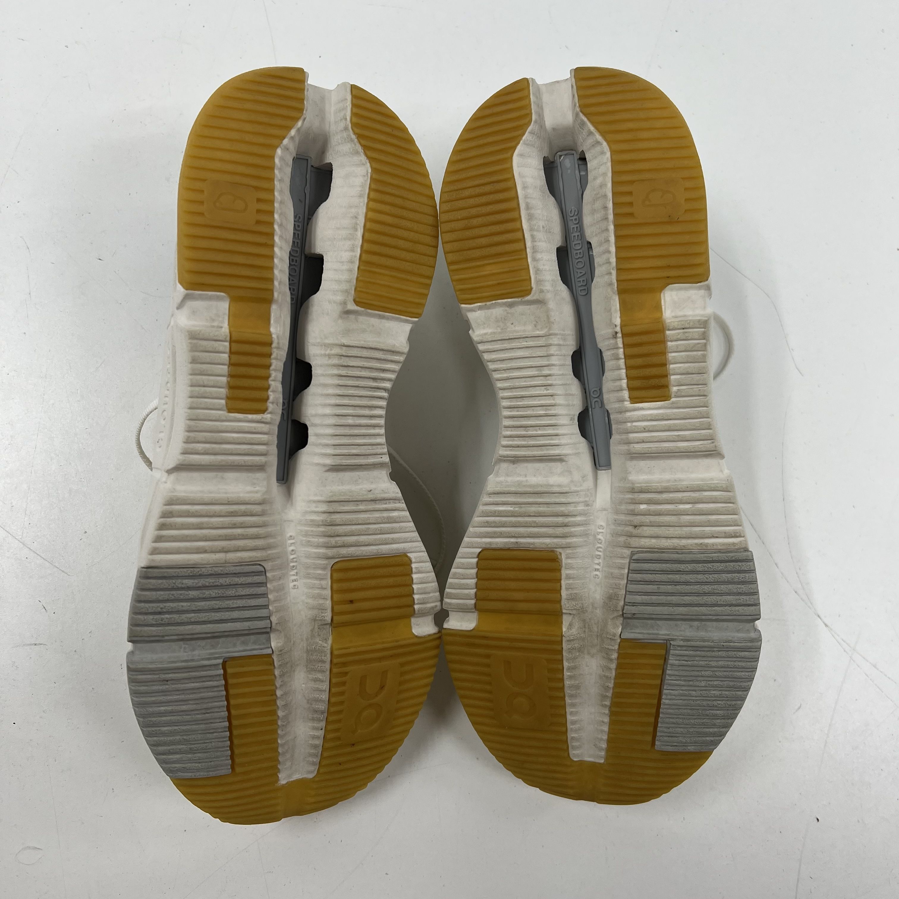 On Cloudnova White Yellow Gum Sole Running Sneakers Women's Size 7.5