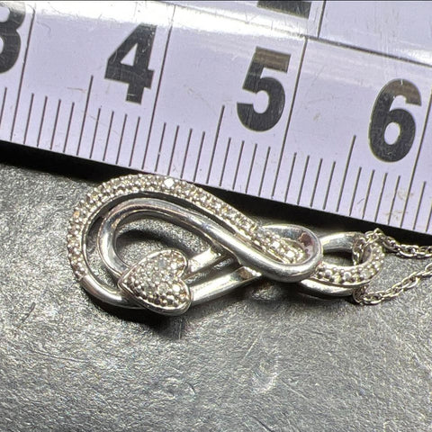 925 Sterling Silver Twist Heart Gemstone Pendant Necklace