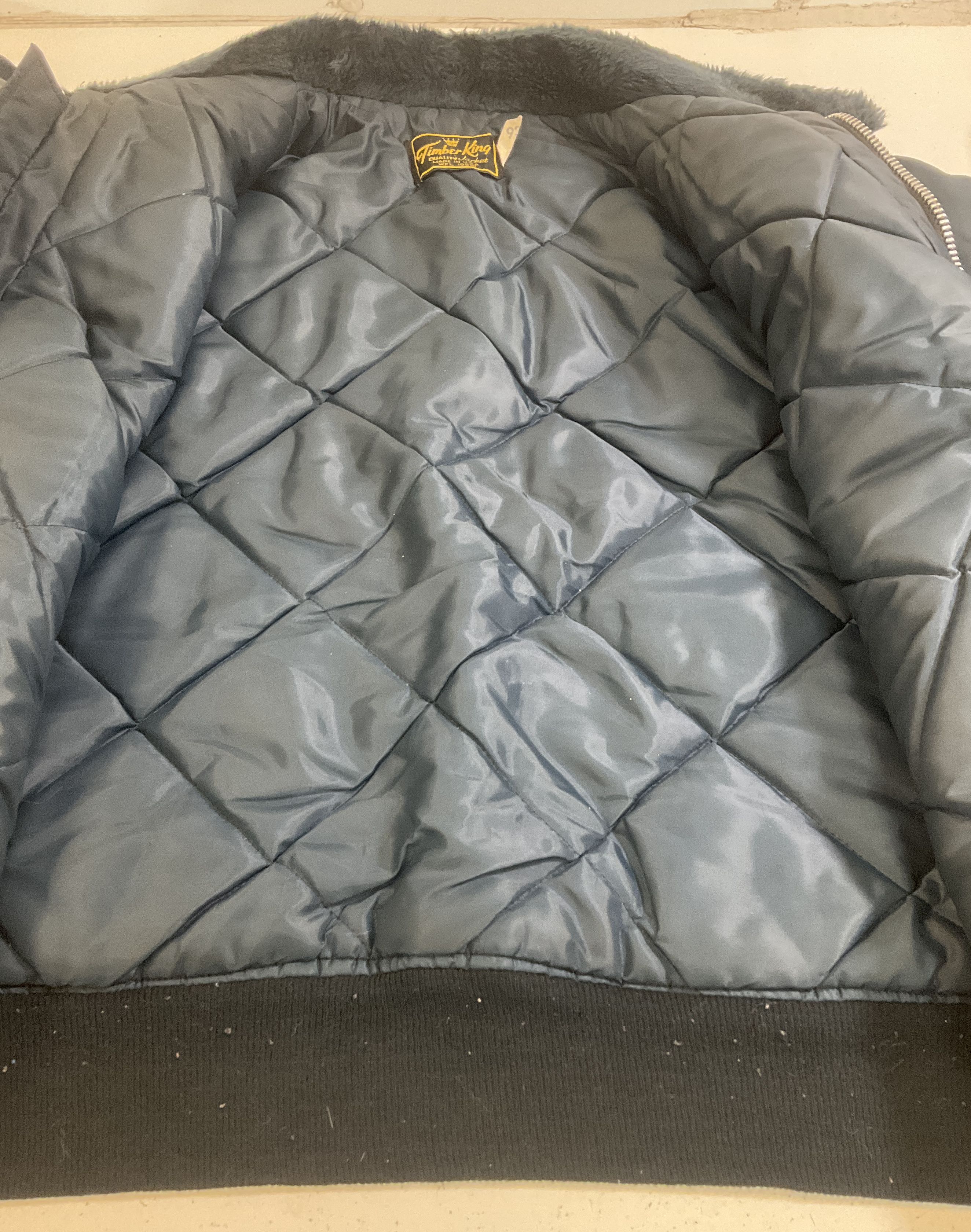 Vintage 80s Timber King Bomber Jacket Quilted Lined Faux Fur Collar USA Made L