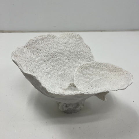 Large White Faux Coral Decorative Bowl Sculpture Coastal Nautical Centerpiece