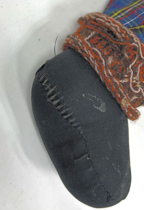 Vintage 70s Hobo Clown Doll Sad Face Hand Painted Plaid Outfit 22 in