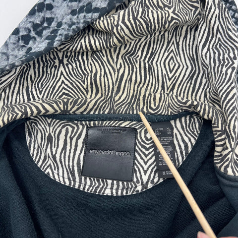 Vintage Y2K Enyce Black Gray Snakeskin Animal Print Full Zip Hoodie Men's XL