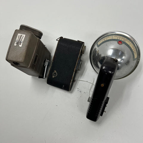 Vintage Bell & Howell 333 Ansco Kodak Camera Flash Lot 8mm Movie Folding Prop