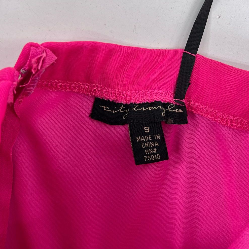 VTG Y2K Junior's City Triangles Hot Pink Beaded Hi-Lo Homecoming Dress - Size 9