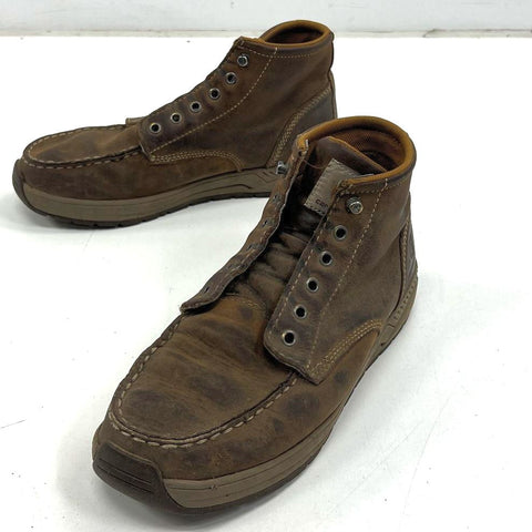 Carhartt CMX4023 Moc Toe Wedge Brown Leather Work Boots Men's Size 10