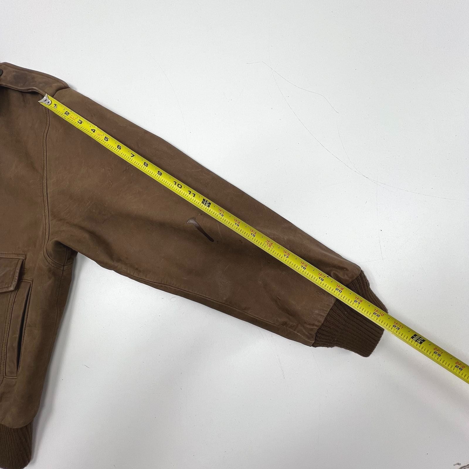 Burma Run Brown Vintage 80s Distressed Leather Bomber Flight Jacket Men's L
