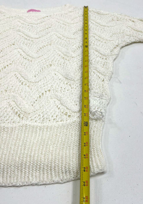 Lilly Pulitzer White Brenton Fringed Open Knit Sweater Women's Large