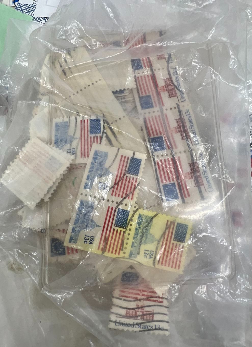 Large Lot Vintage US Postage Stamps Used Cancelled Off Paper Flag Designs Craft