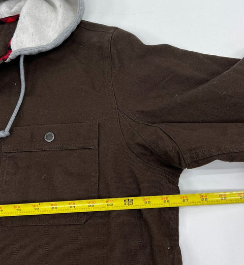 Duluth Trading Brown Fire Hose Flannel Lined Hooded Shirt Jac Jacket Mens XL