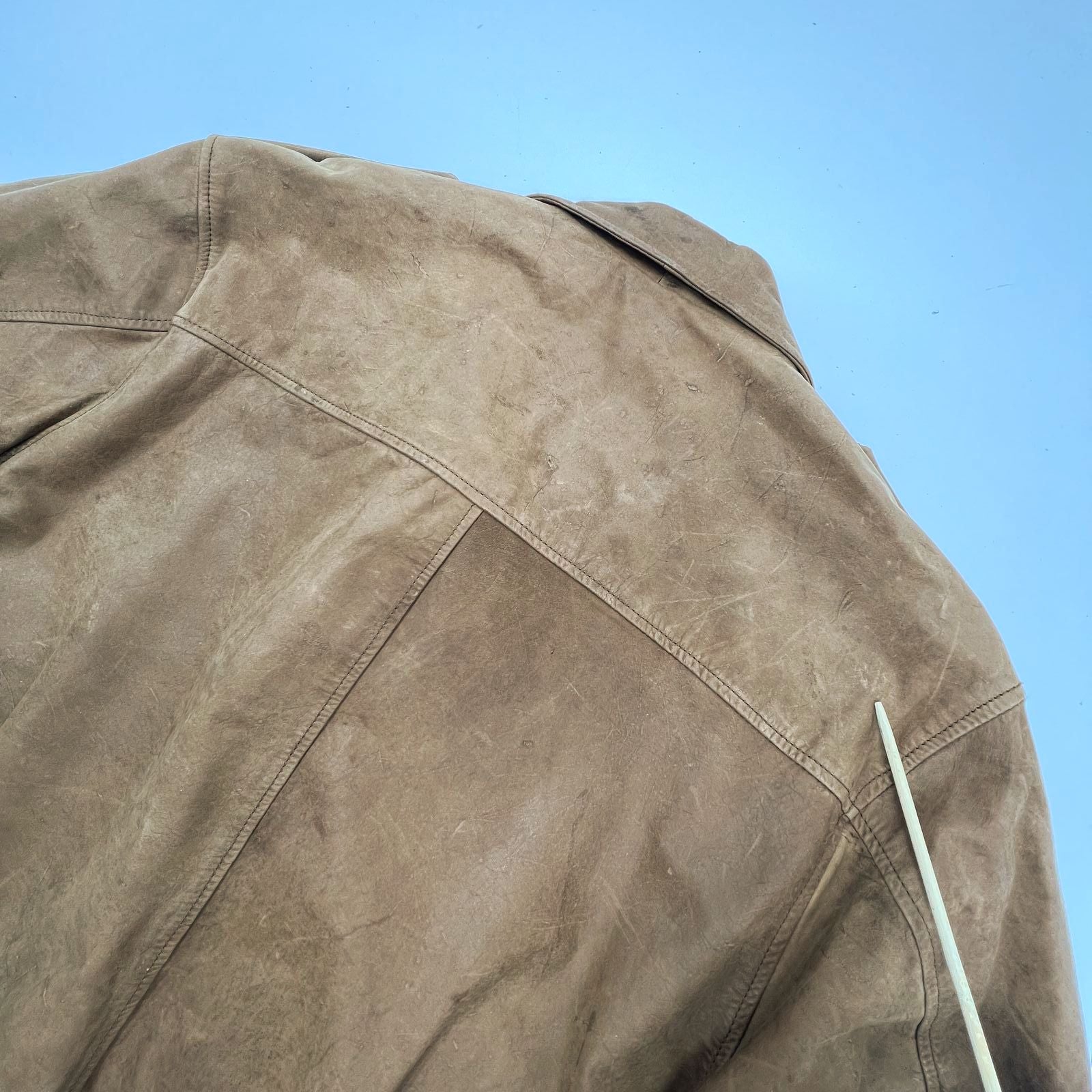 Burma Run Brown Vintage 80s Distressed Leather Bomber Flight Jacket Men's L