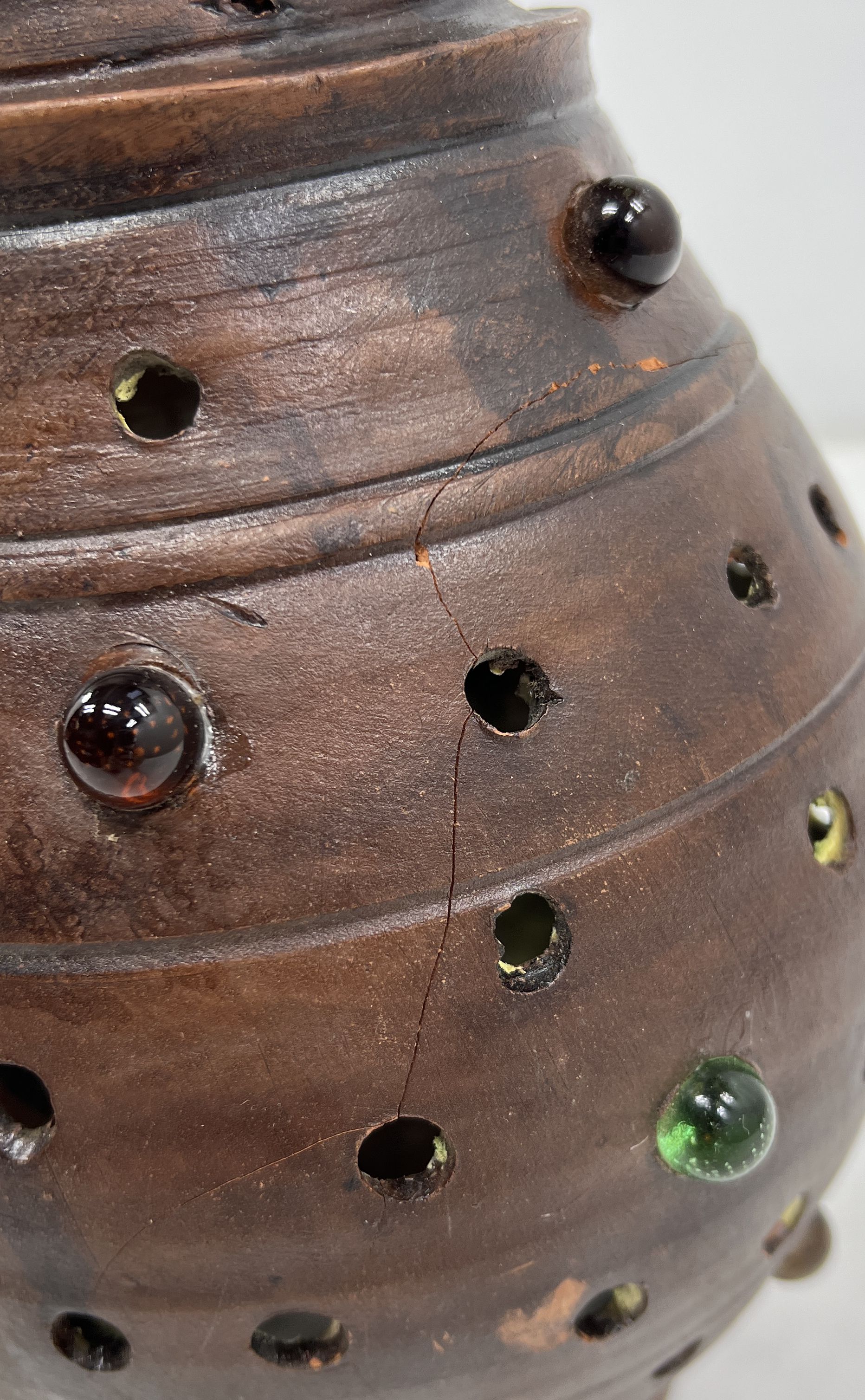 Vintage Moroccan Style Terracotta Candle Holder Luminary with Glass Marbles