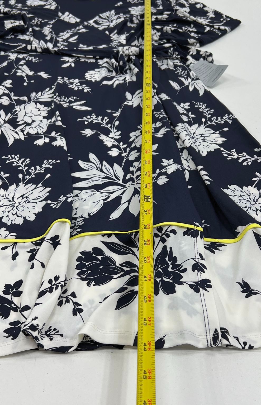 Eliza J NWT Navy White Floral High Low Faux Wrap Ruffle Dress Women's 16