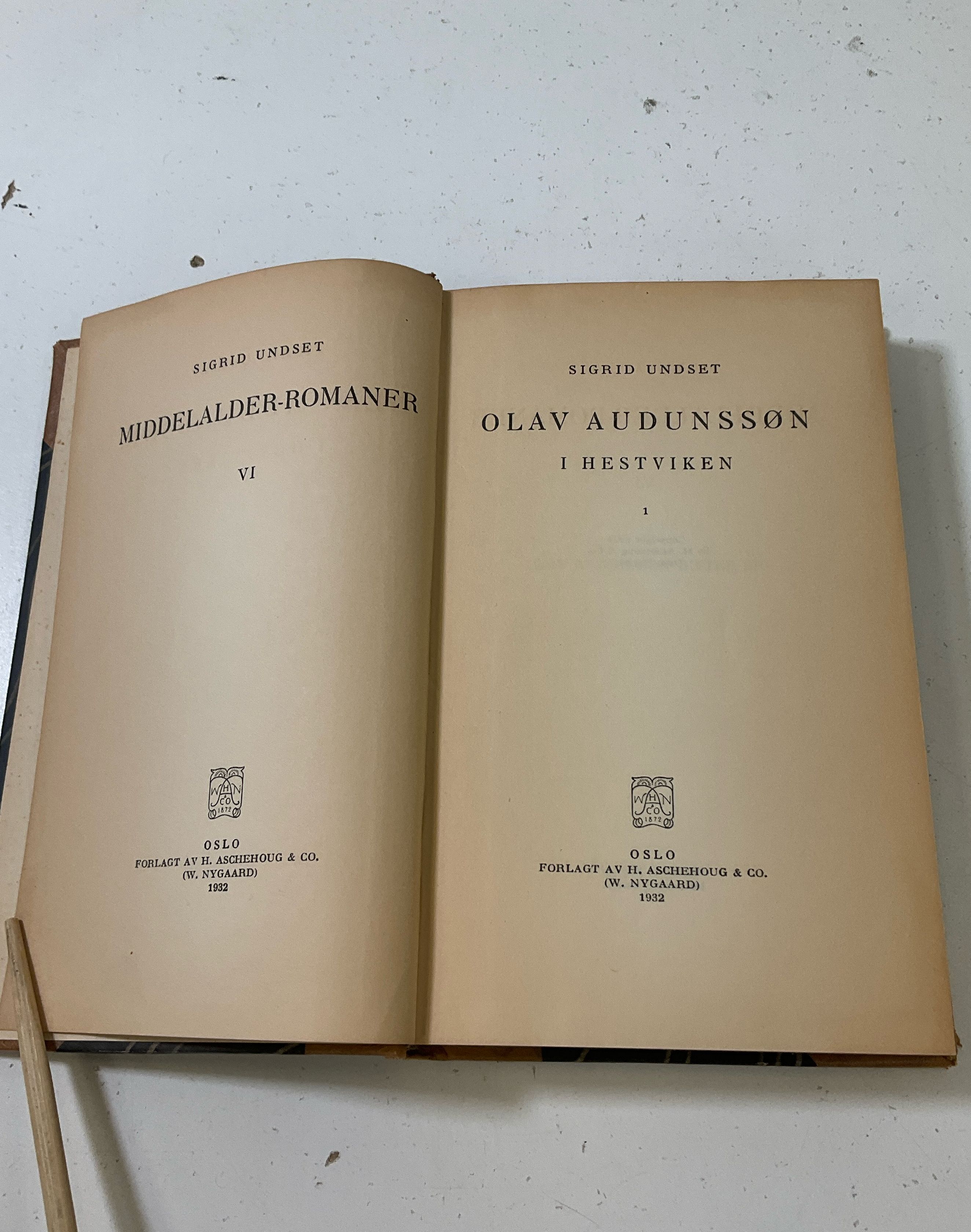 Vintage Sigrid Undset Olav Audensson Norwegian HC Book 1932 Medieval Novels