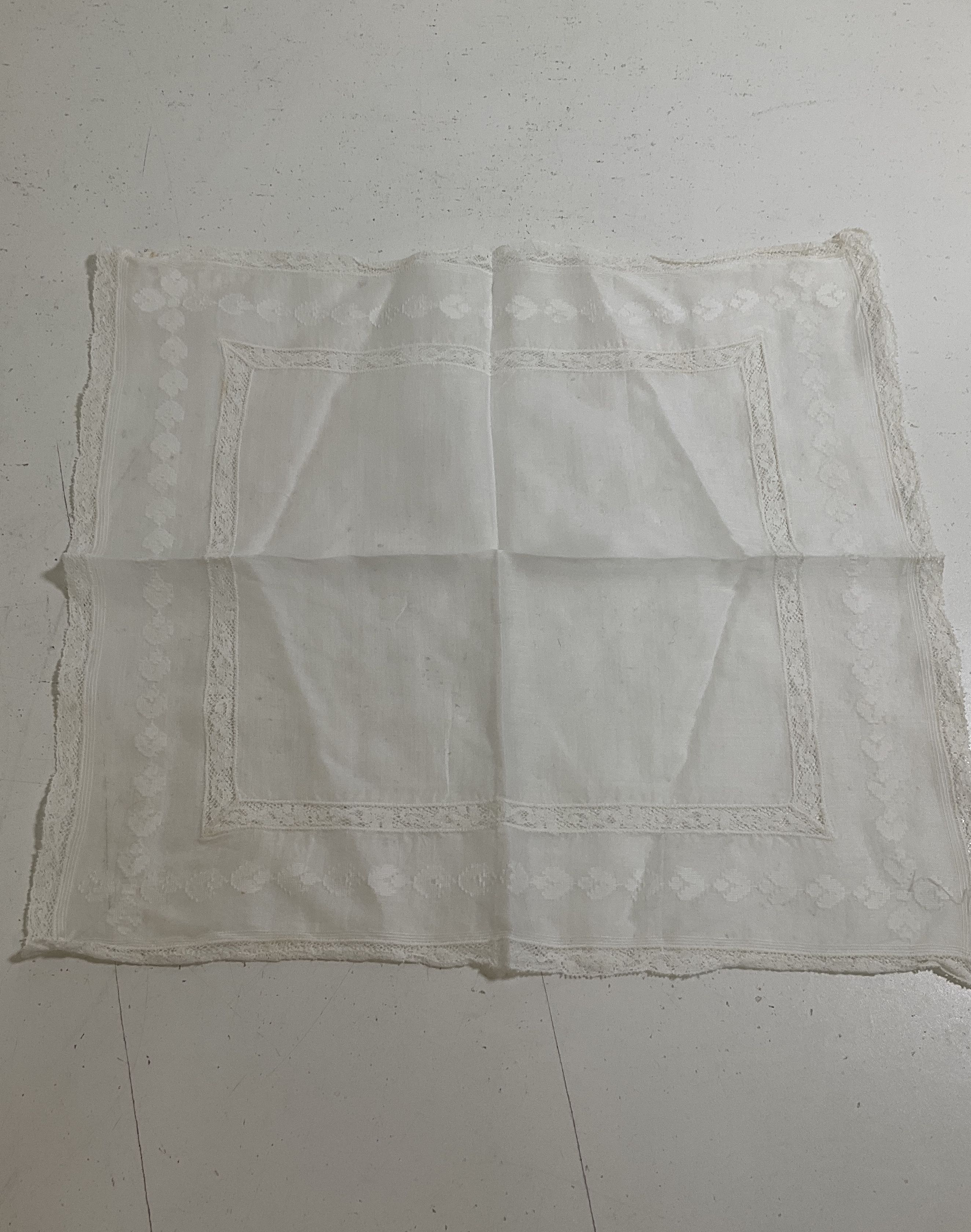 Vintage Handkerchief Lot 6 Embroidered Lace Edge Christmas Hankies Mixed Styles