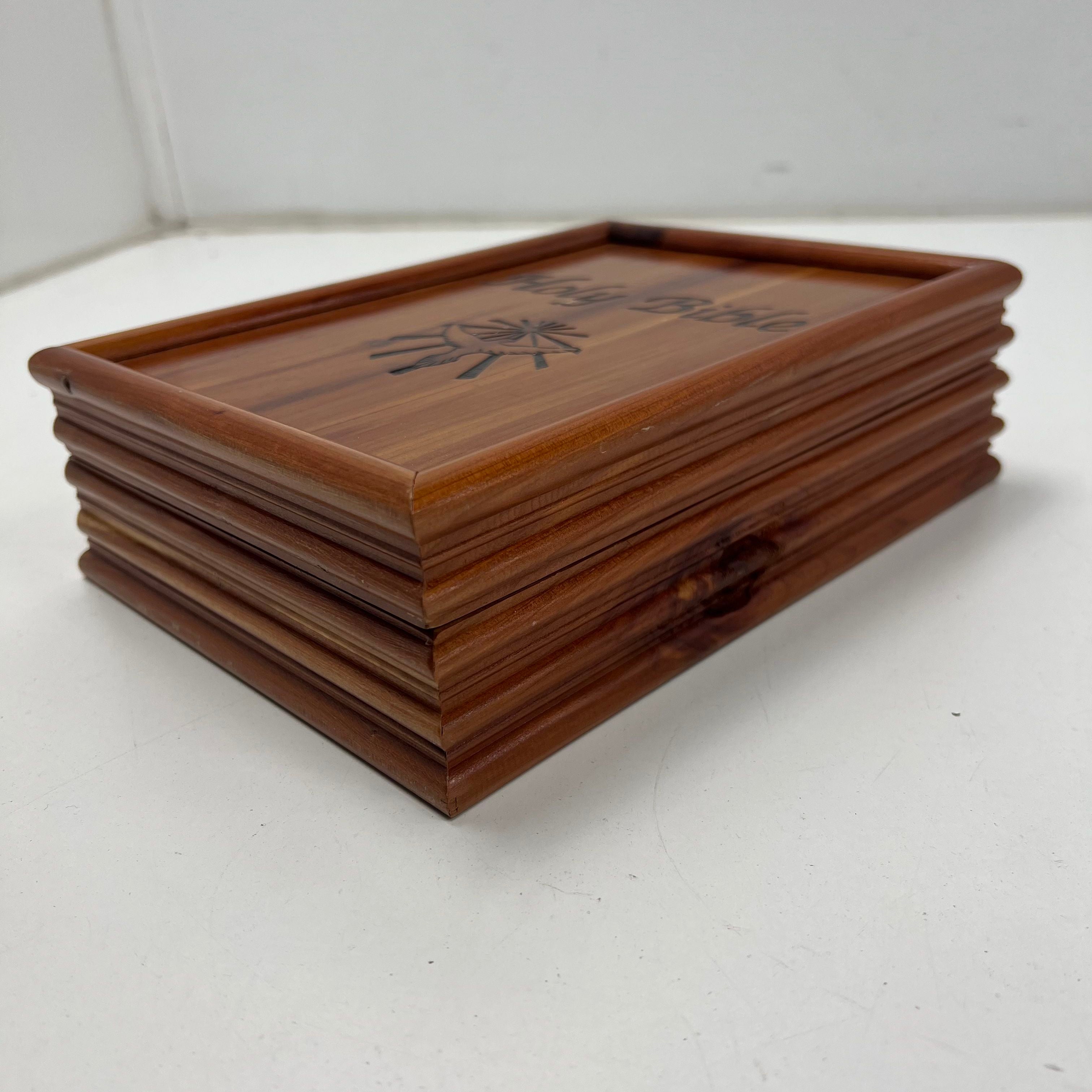 Holy Bible KJV Dove of Peace Ed in Engraved Montana Wood Presentation Box Case