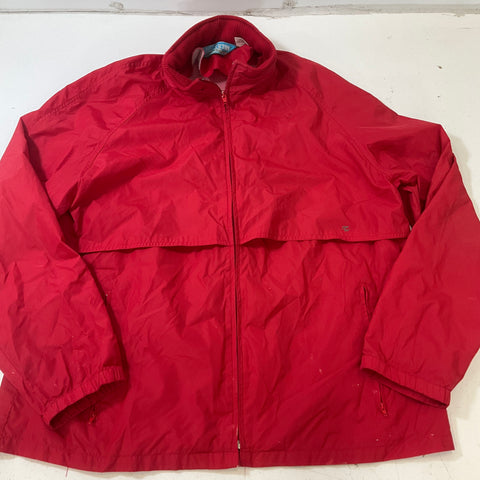 Woolrich Men's Red Teton Windbreaker Jacket Stow-able Hood Size Large Vintage