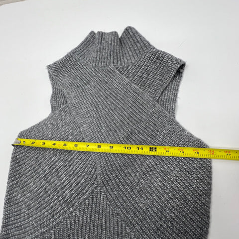 Express Gray Ribbed Knit Cross Front Mock Neck Midi Sweater Dress Women's