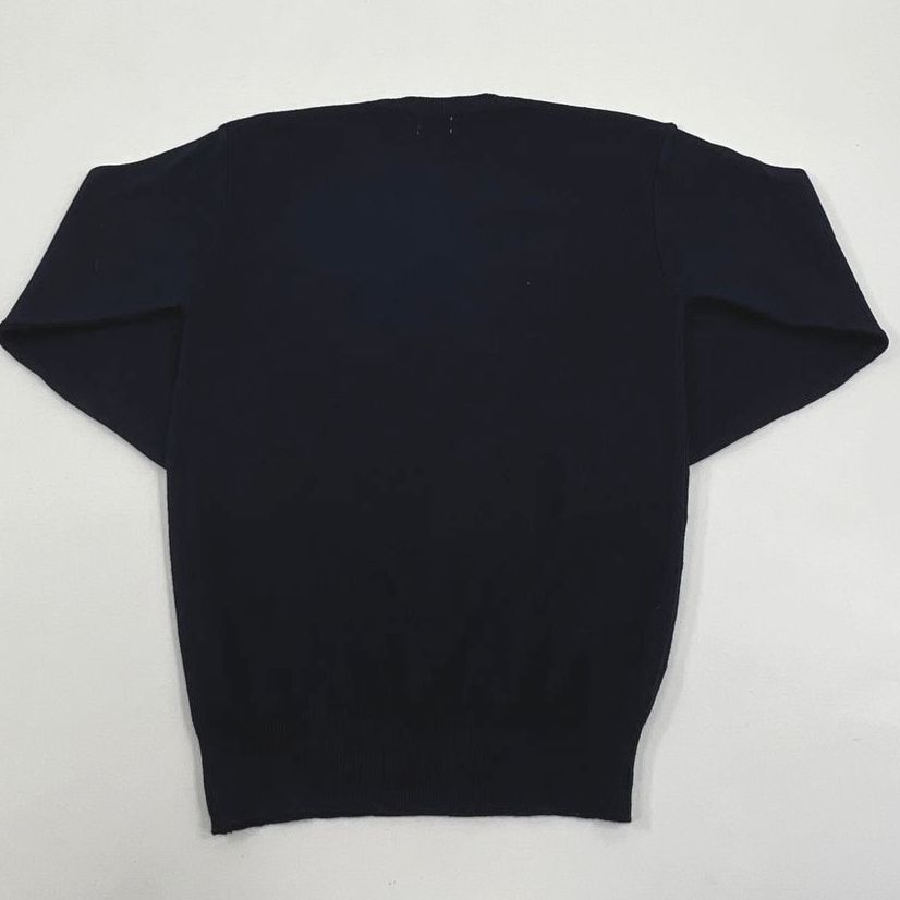 Men's Lacoste Dark Blue Knit V Neck Long Sleeve Pullover Sweater - Size 40