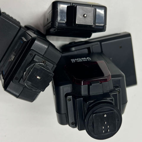 Sigma EF-500 DG ST + Rokinon 2600 Camera Flash Lot Hot Shoe Mount (3 Total)