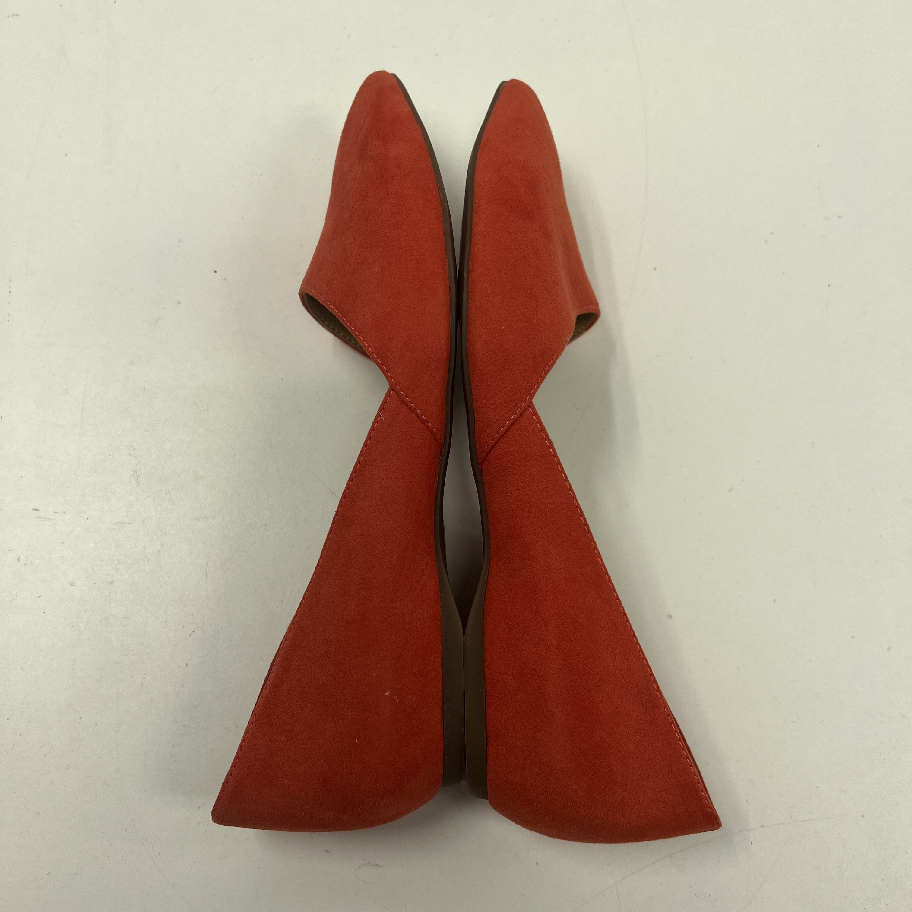 Naturalizer Tennessee Mango Orange Suede D'Orsay Pointed Toe Flats NIB Size 8M
