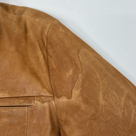 M Julian Wilsons Tan Brown Distressed Leather Thinsulate Lined Jacket Men's L