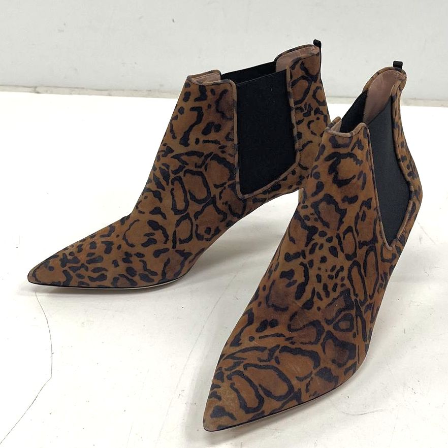 SJP by Sarah Jessica Parker Busker Leopard Suede Ankle Boots Size 41 US 11