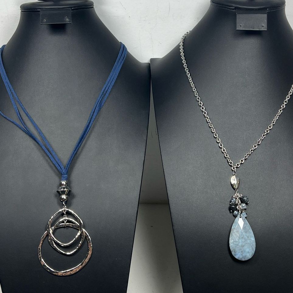 2 Chico's and Other Blue Grey Tones Long Necklaces