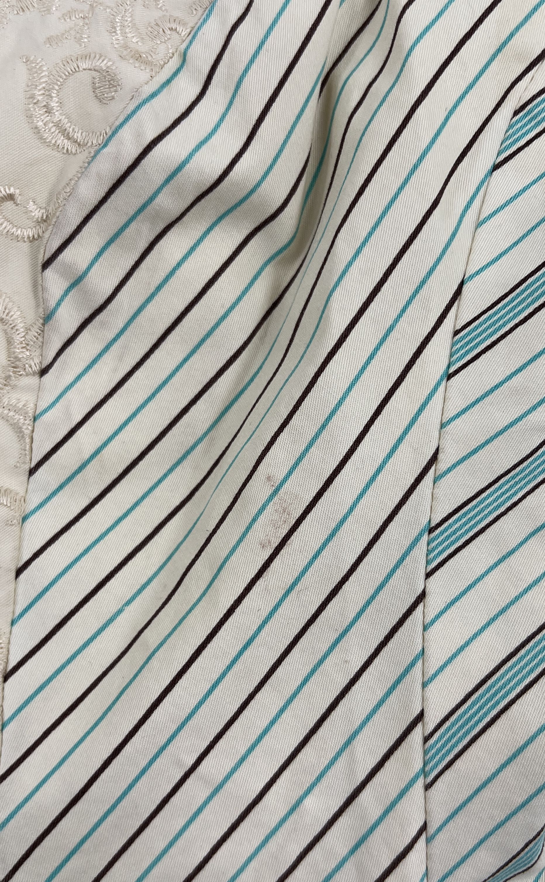Anthropologie Elevenses Striped Embroidered Patchwork Cotton Blazer Women's 6P