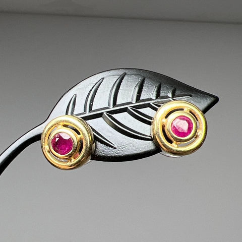 RY 14K Yellow Gold Ruby Stud Earrings 2.53g