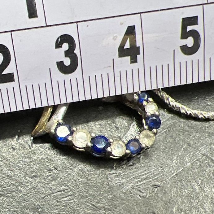 925 Sterling Silver & 10K Gold Accent Gemstone Heart Pendant Necklace 6.45g