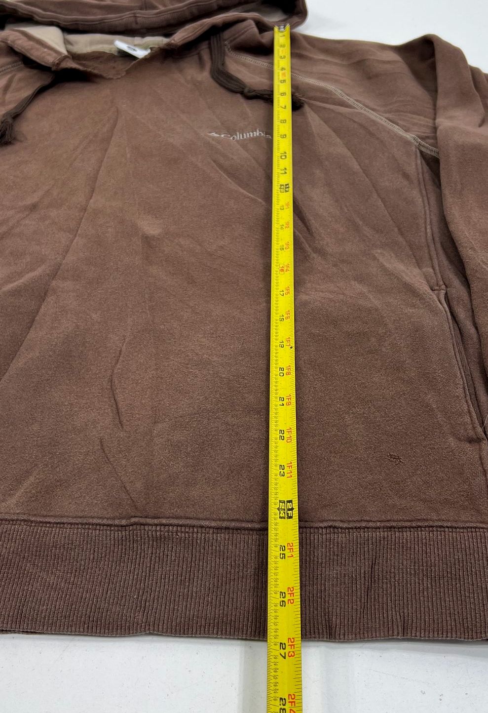 Columbia Mens Faded Brown Distressed Pullover Hoodie Sweatshirt XL Outdoor