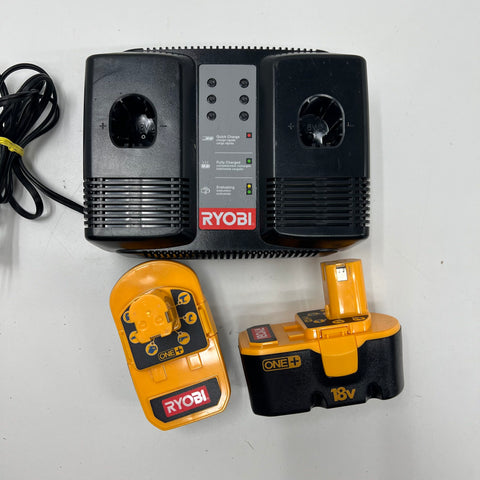 Ryobi P120 18V ONE+ Dual Chemistry Charger & Two Batteries Lot