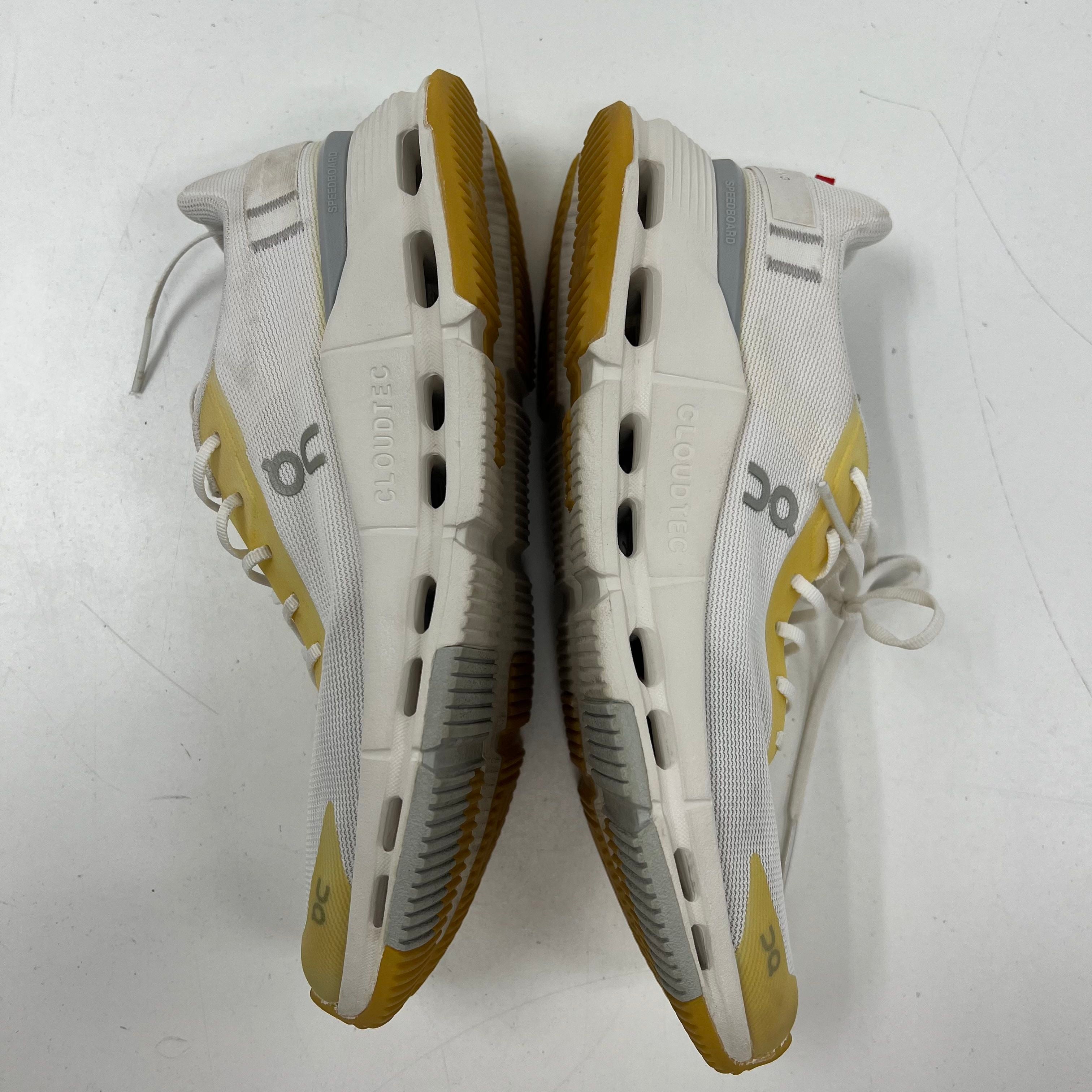 On Cloudnova White Yellow Gum Sole Running Sneakers Women's Size 7.5