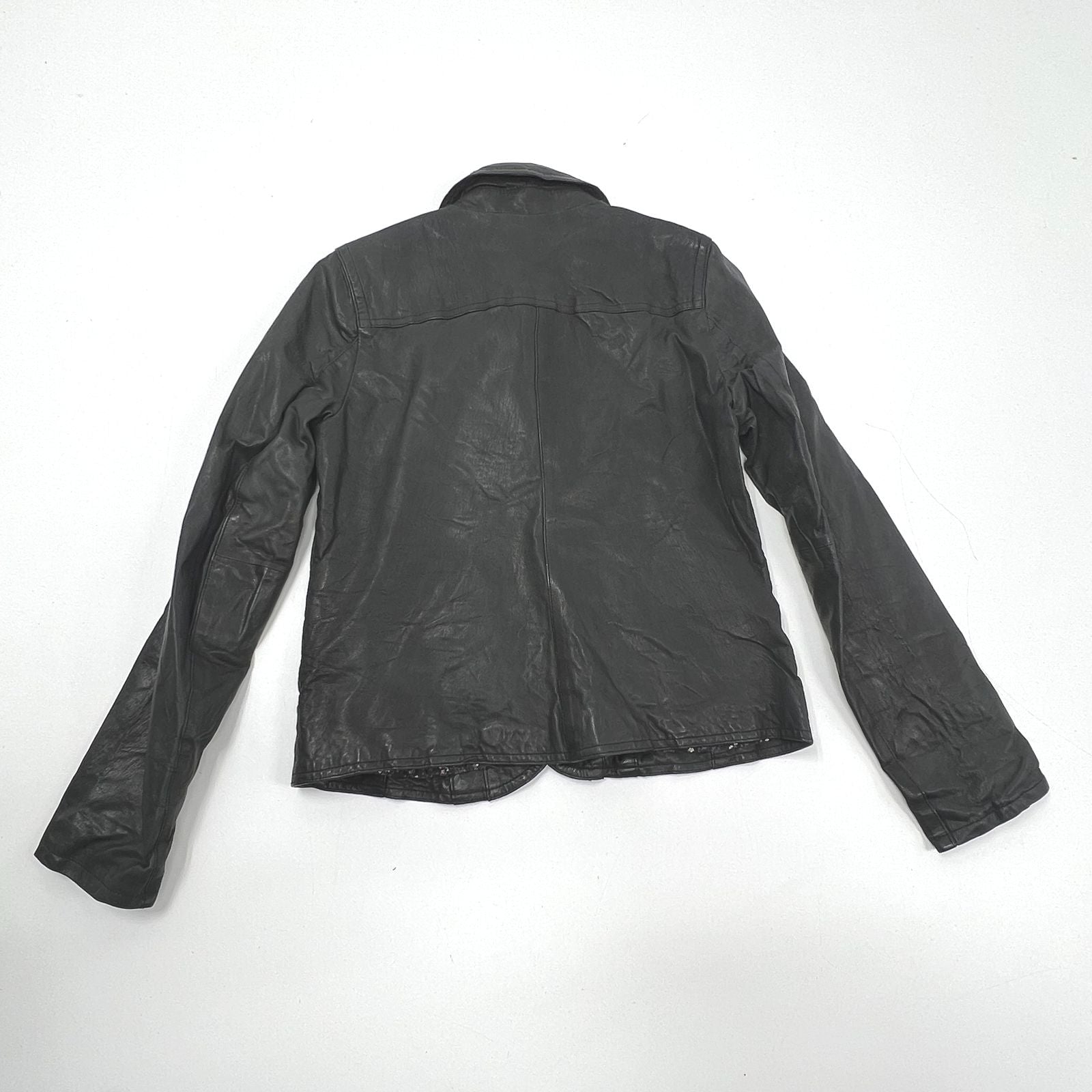 Vintage Y2K Old Navy Black Leather Blazer Floral Lined Jacket Womens M
