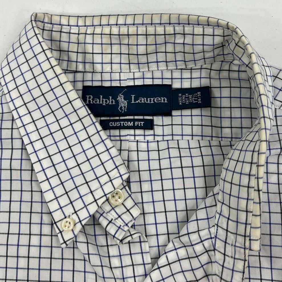 Ralph Lauren Mens Button Up Dress Shirt Lot 2 Mixed Sizes Plaid Pinstripe Cotton