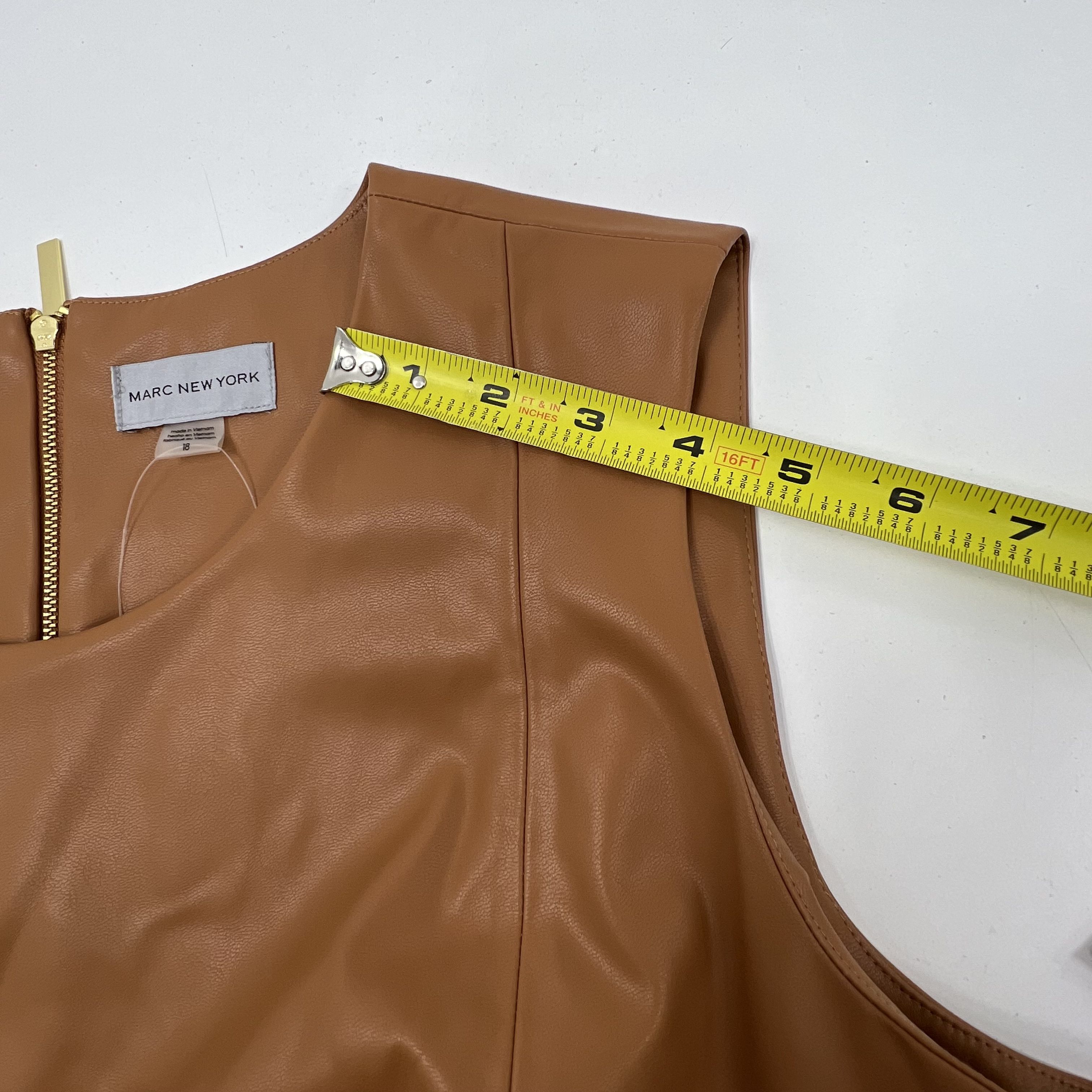 Marc New York Faux Leather Sheath Dress Honey Tan Women's Size 18 NWT