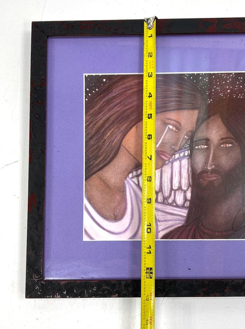 John B Moreno Lot of 2 Signed Religious Art Prints Framed Contemporary 2000s