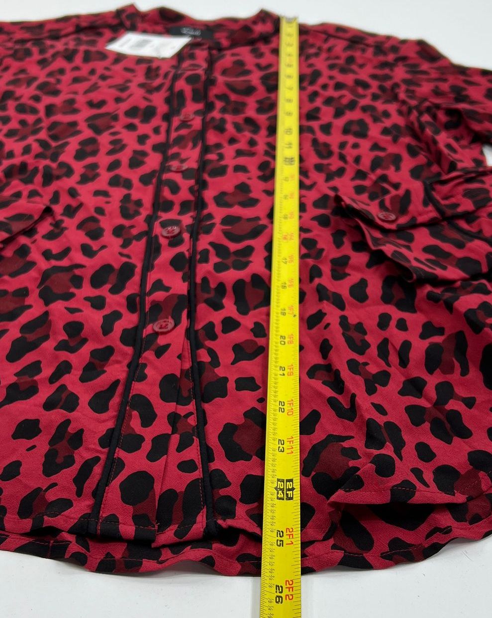 NWT Women's Rails Red Leopard Long Sleeve Button Up Blouse Top - Size XS