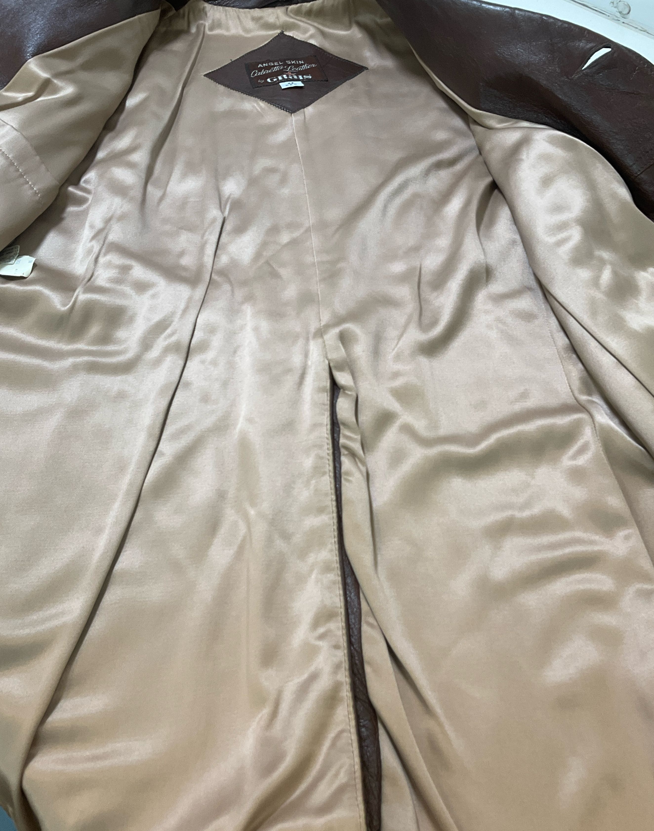 Vintage 1970s Brown Angel Skin Cabretta Leather by Grais Coat Men's Size 42R